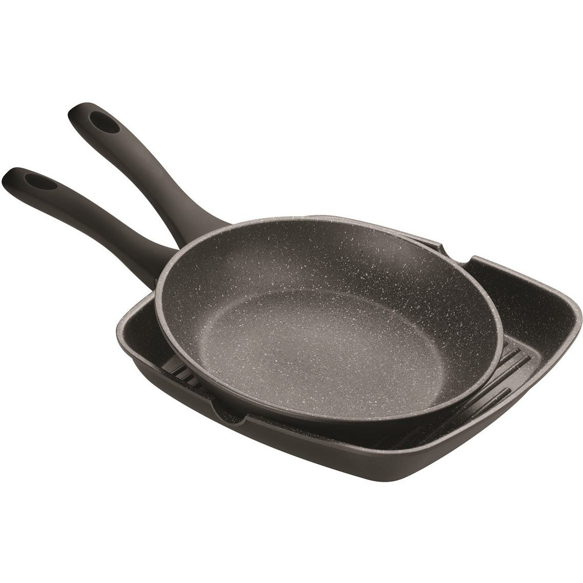 Stone-Effect Non-Stick Twin Pack 26cm Frypan and 28cm Grill