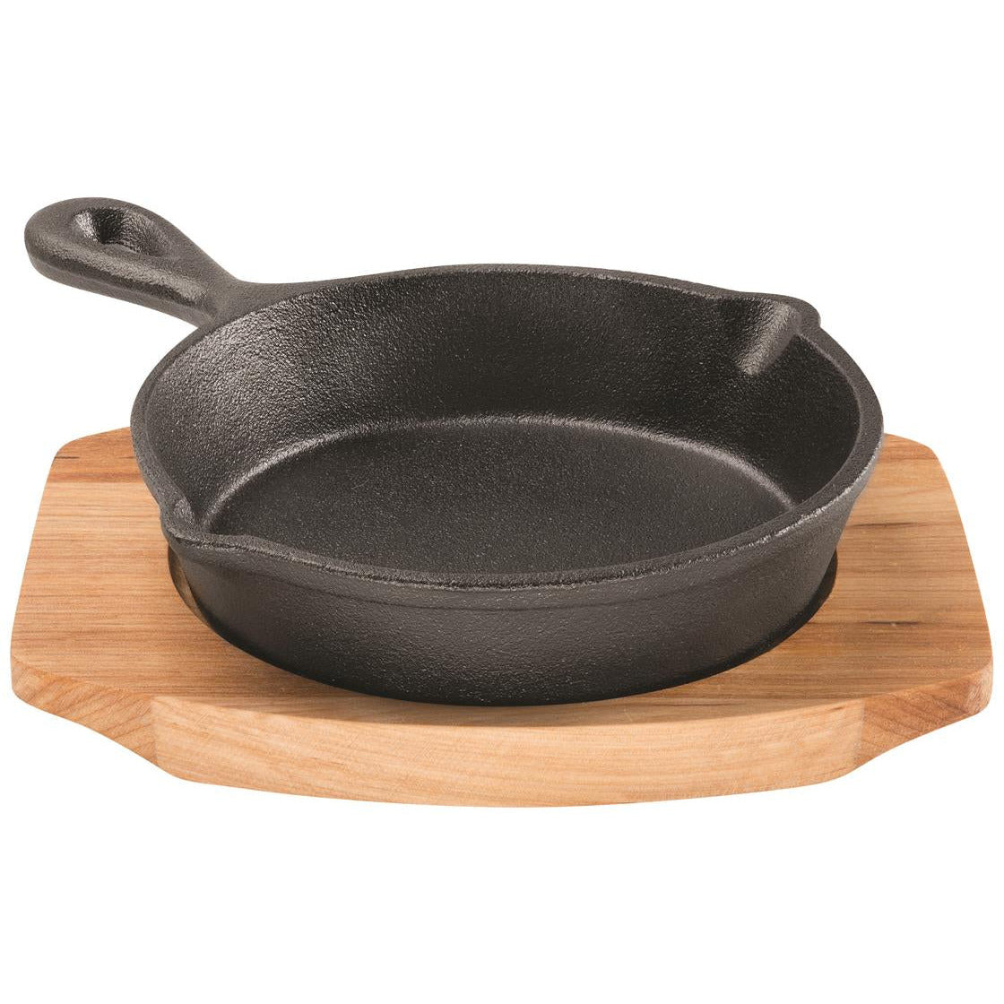 Cast Iron Skillet 13.5cm with Maple Tray