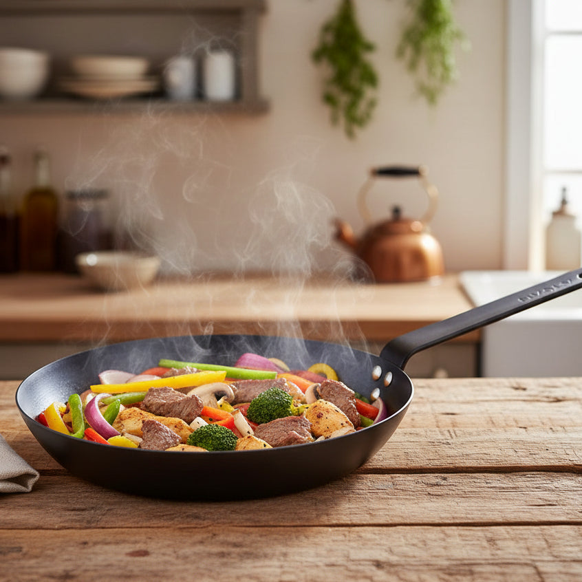Pre-Seasoned Carbon Steel Fry Pan 24cm