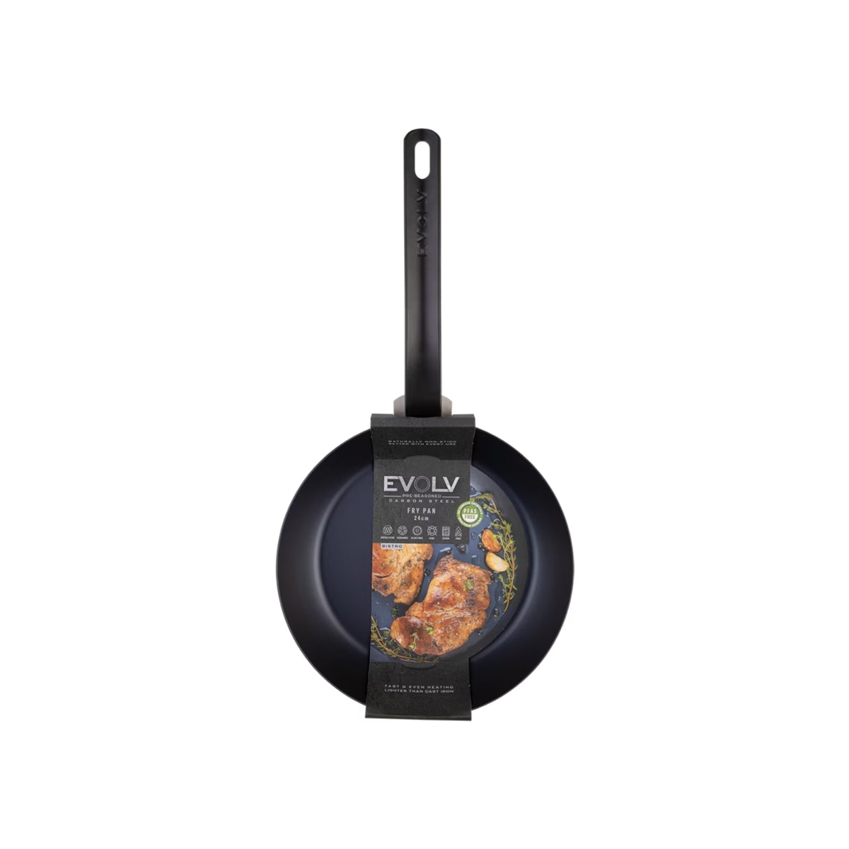 Pre-Seasoned Carbon Steel Fry Pan 24cm