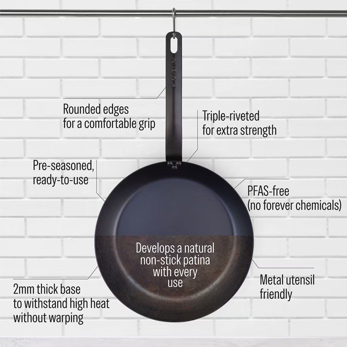 Pre-Seasoned Carbon Steel Fry Pan 28cm
