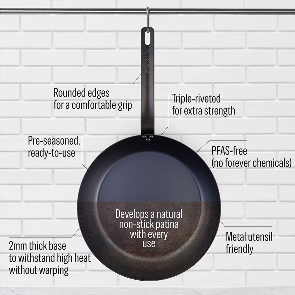 Pre-Seasoned Carbon Steel Fry Pan 30cm