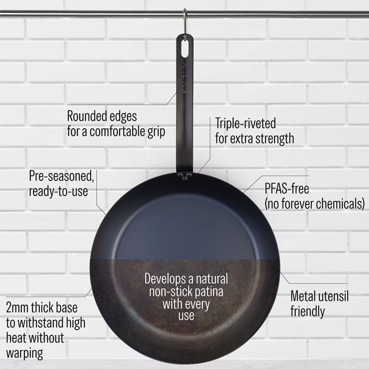 Pre-Seasoned Carbon Steel Fry Pan 32cm