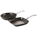 Hard Anodised Grill and Frypan Set 28cm Grill and 26cm Frypan