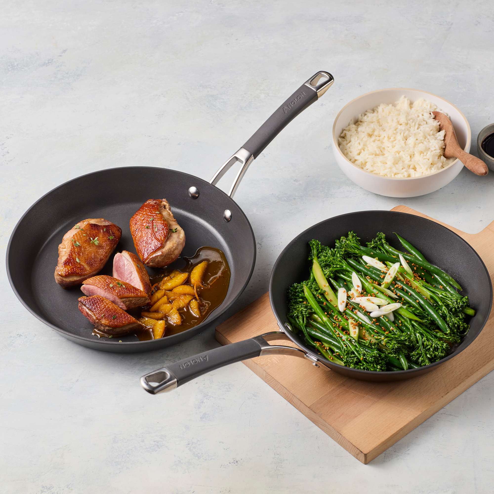 Hard Anodised French Skillet Twin Pack 20cm and 26cm