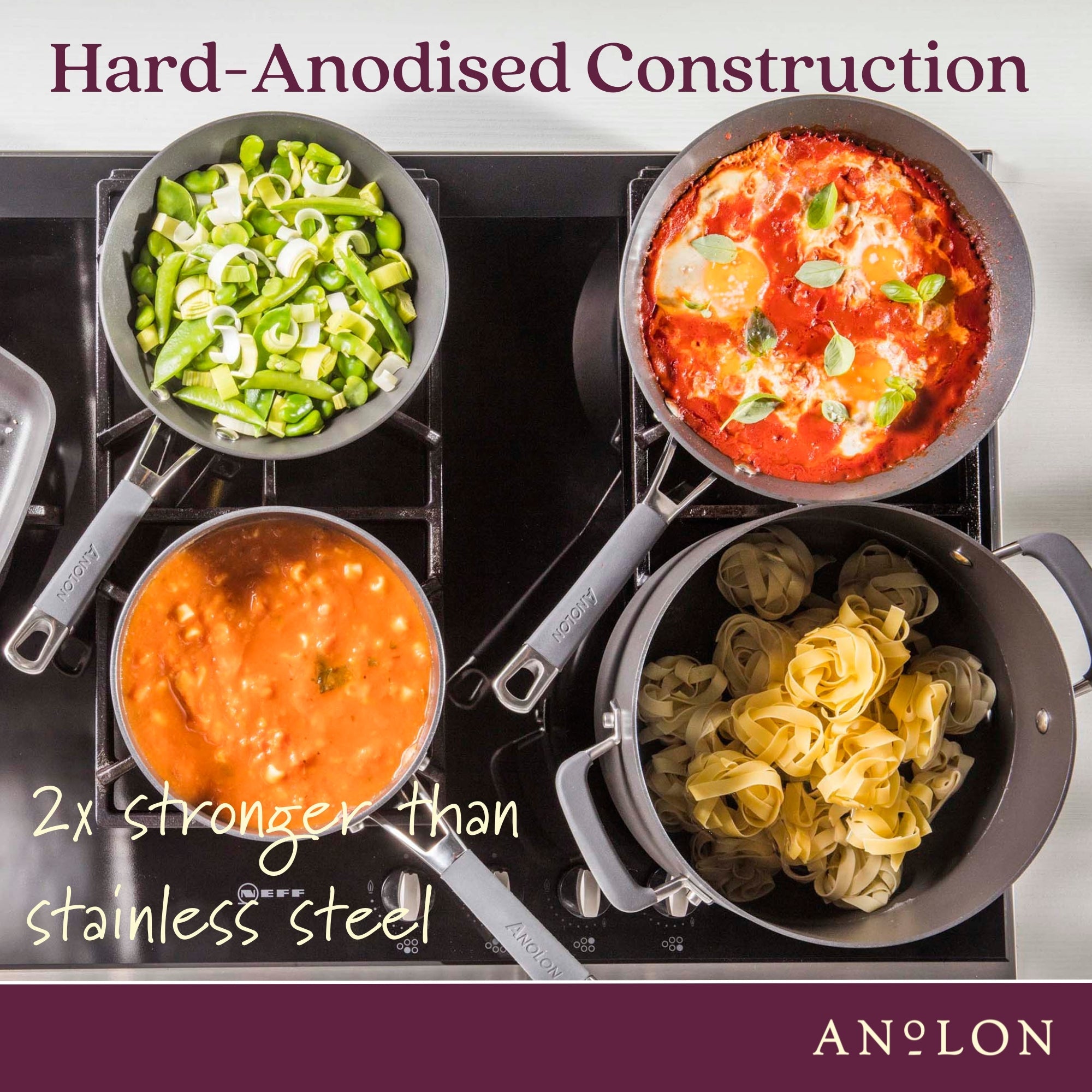 Hard Anodised French Skillet Twin Pack 20cm and 26cm