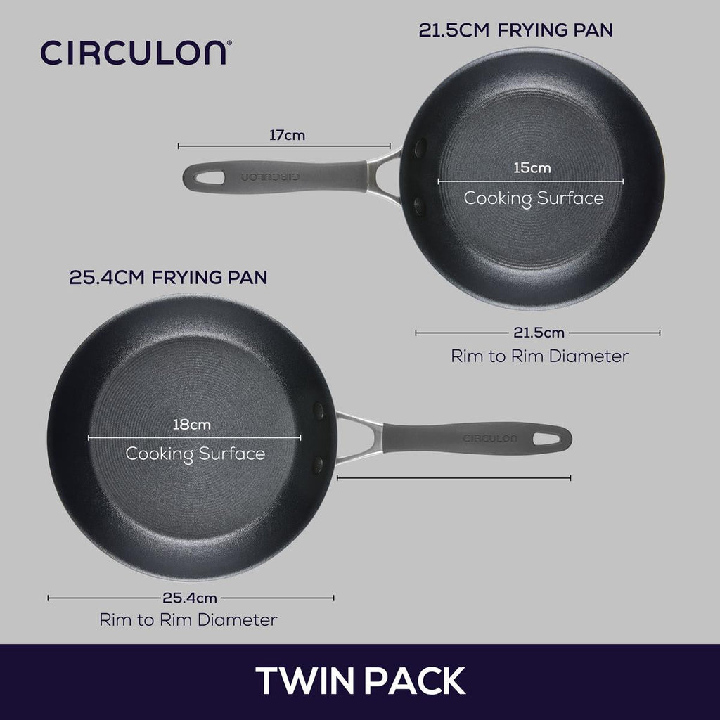 Hard Anodised Skillet Twin Pack 21.5cm and 25.4cm