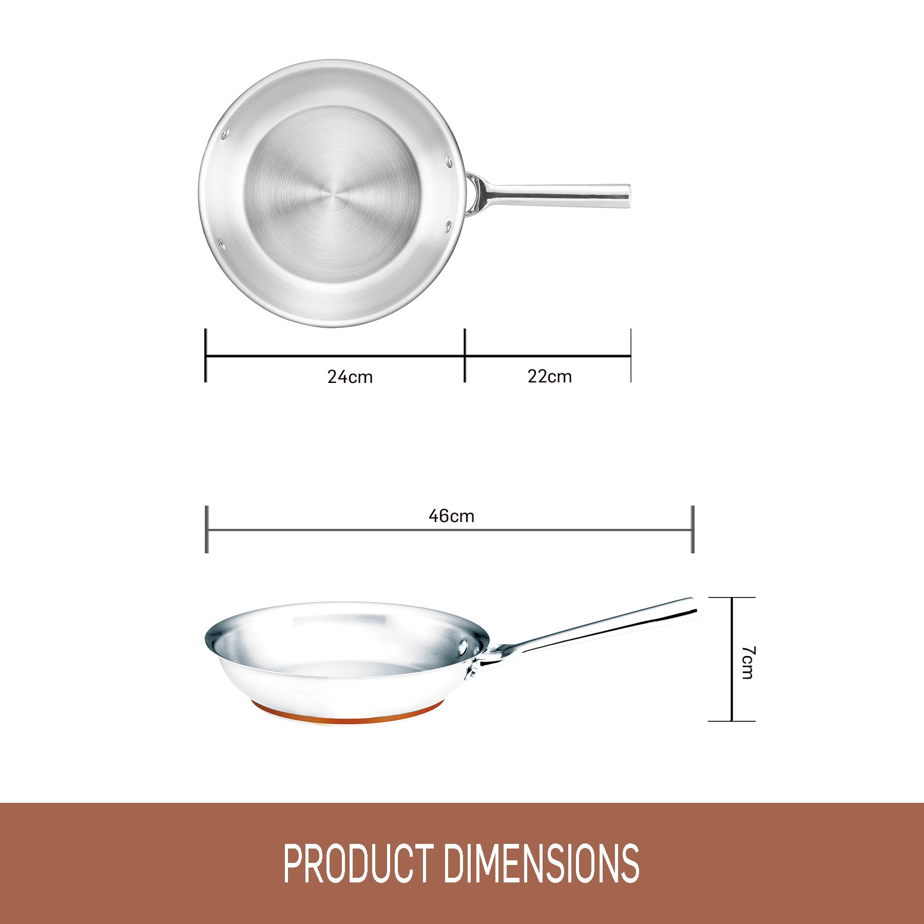 Stainless Steel Open French Skillet 24cm