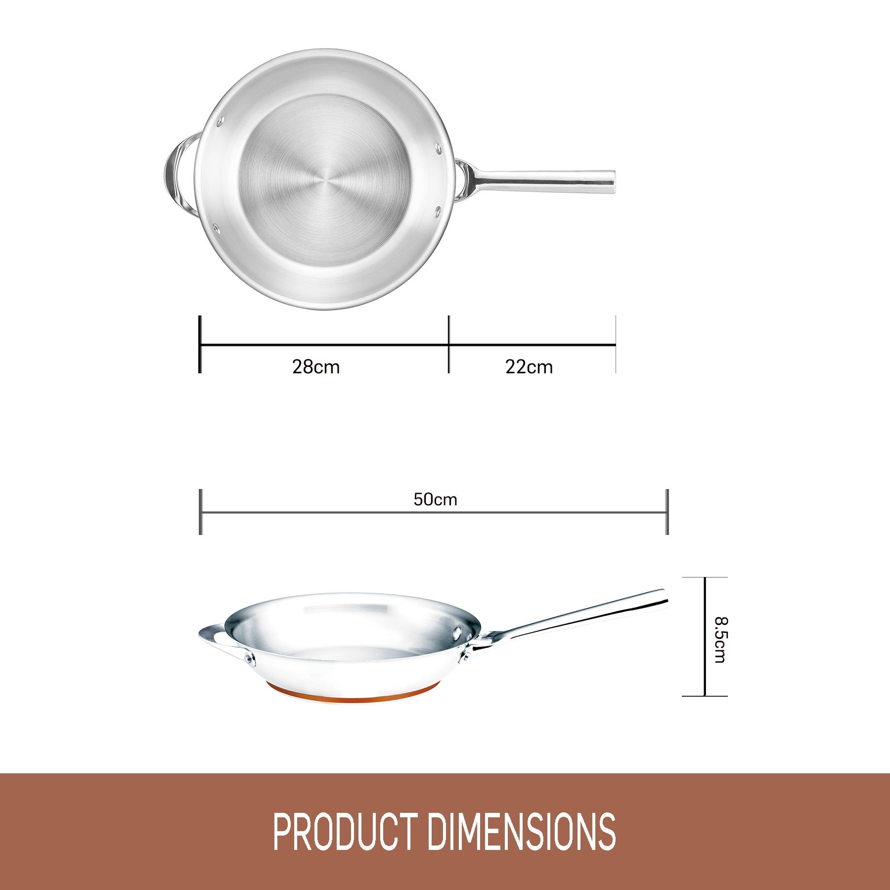 Stainless Steel Open French Skillet 28cm