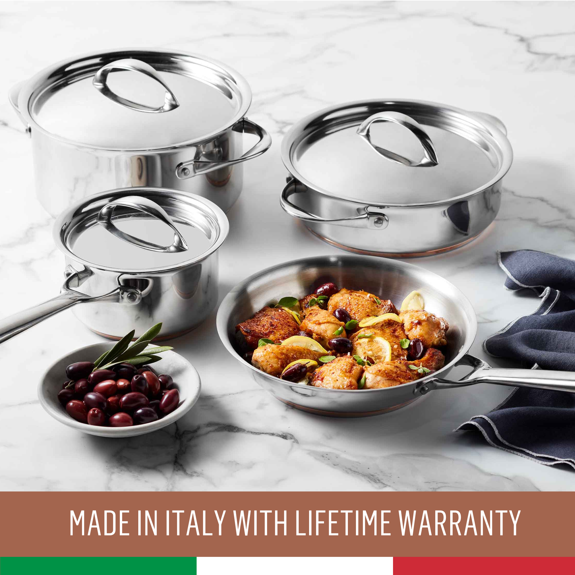 Stainless Steel Open French Skillet 28cm