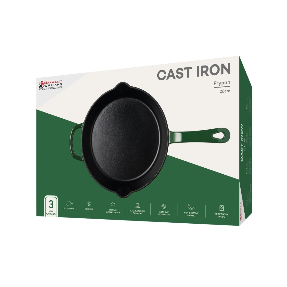 Cast Iron Frypan English Racing Green 26cm Gift Boxed