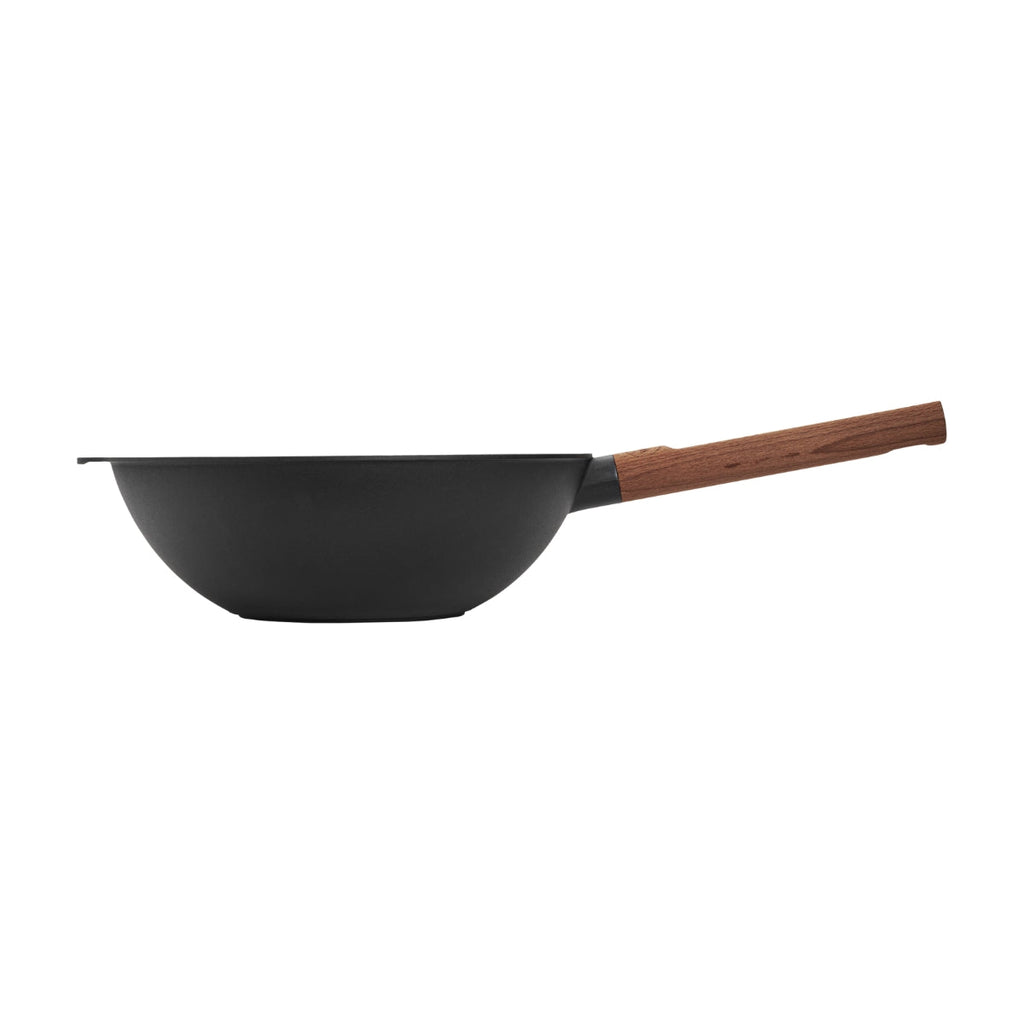 Wooden Handle Wok 28cm