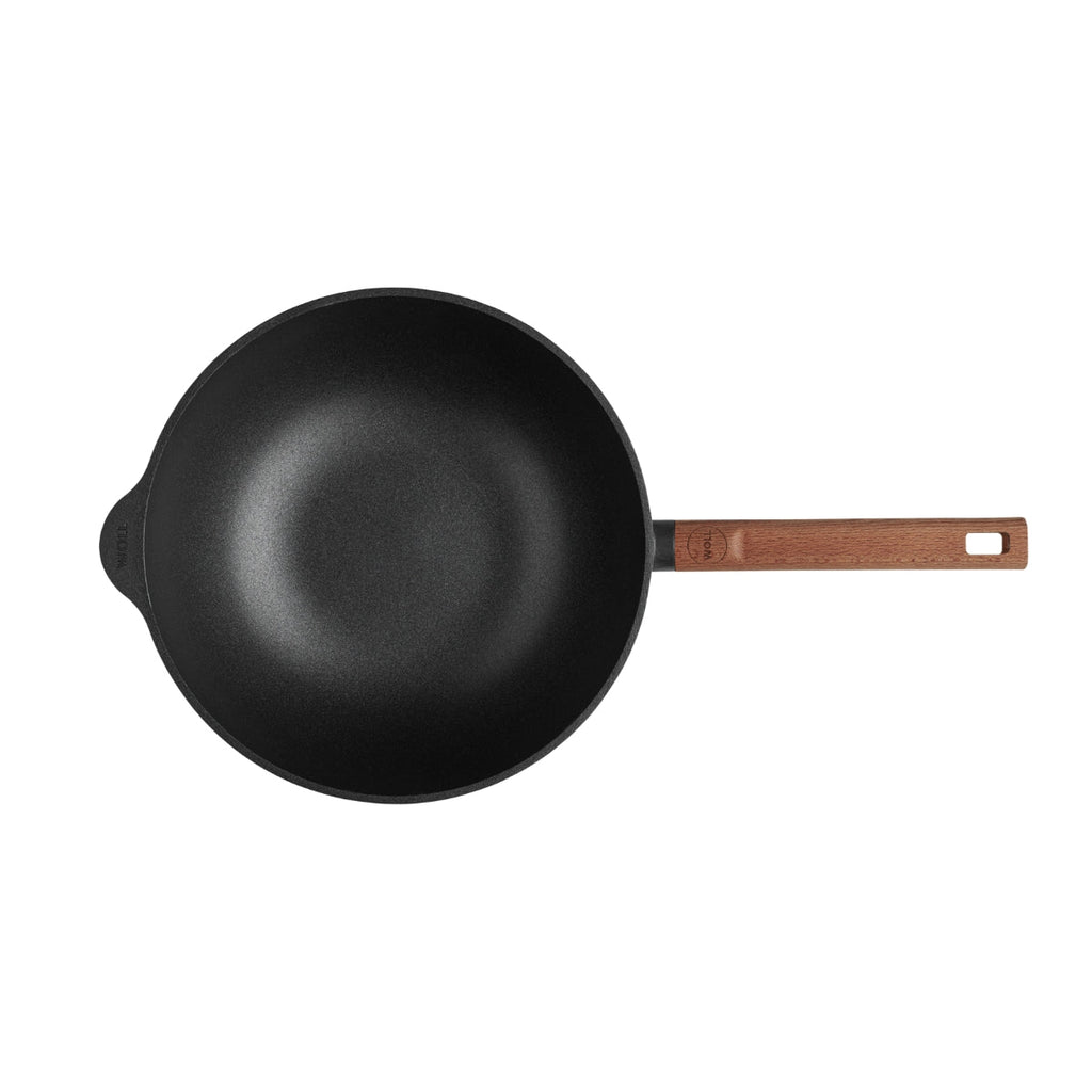 Wooden Handle Wok 28cm